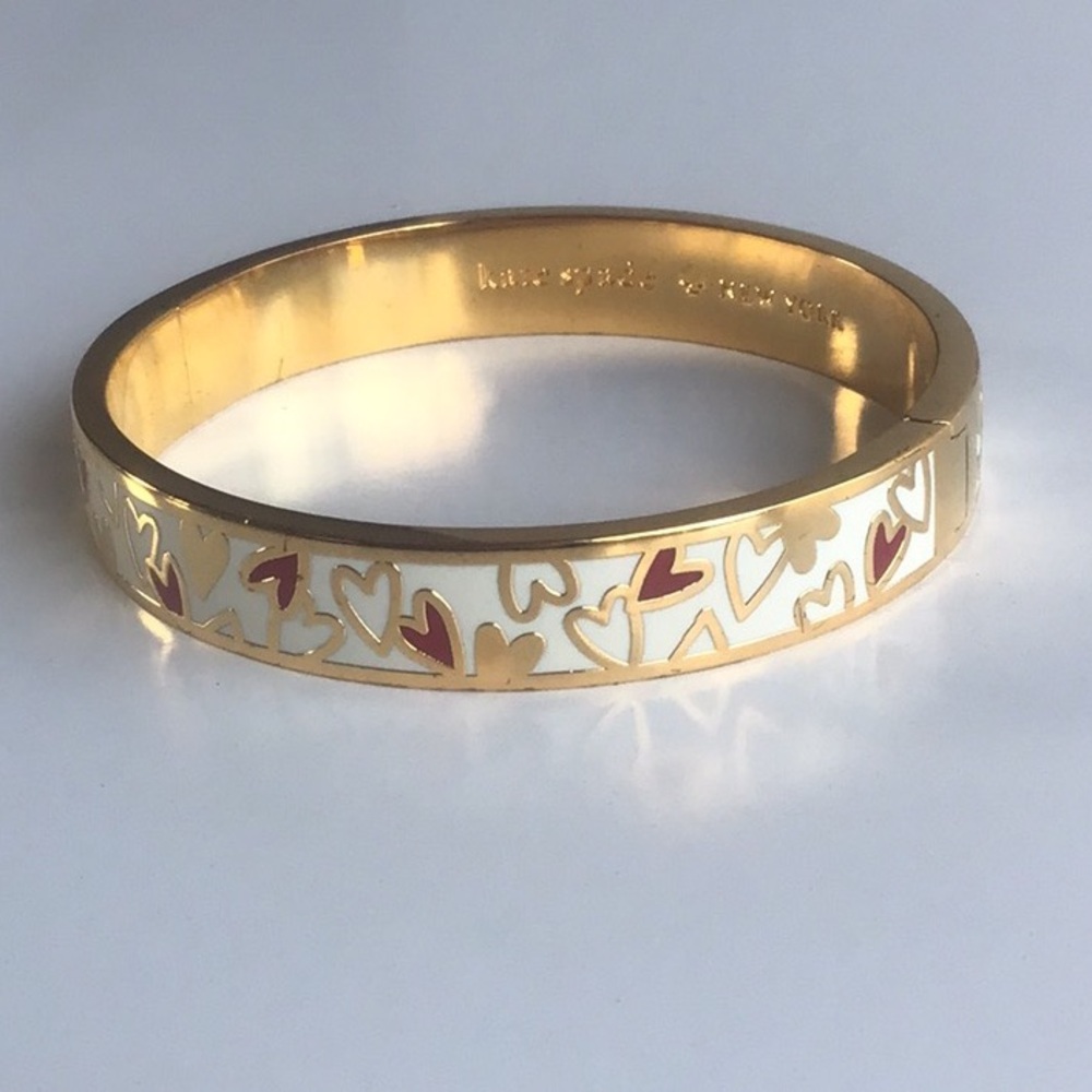 Kate Spade All My Love hearts gold plated Bangle Bracelet Rare - Picture 14 of 16